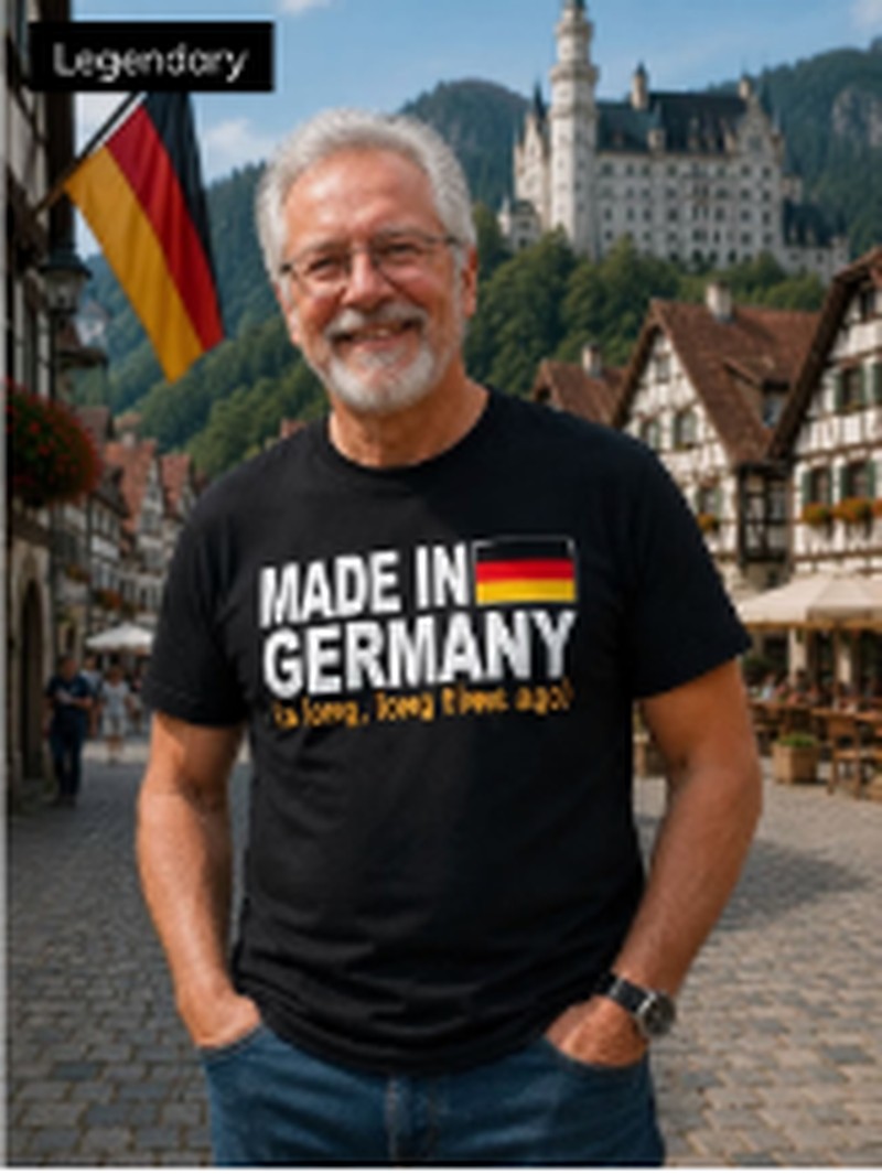 Older man wearing the Made in Germany T-shirt